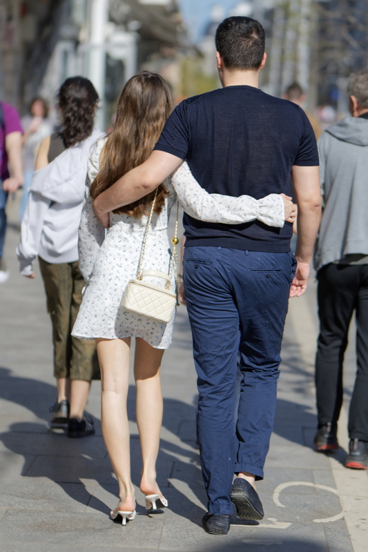 Young couple going together